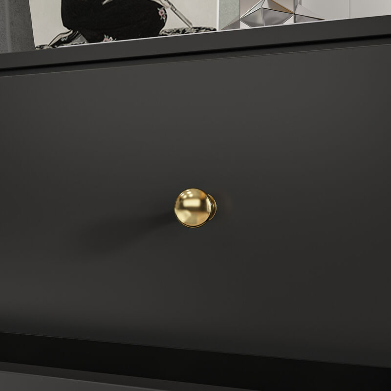 Black 10-Drawers Wood Double Chest of Drawer 55.1 in. W x 15.7 in. D x 35.4 in. H Dresser Organizer