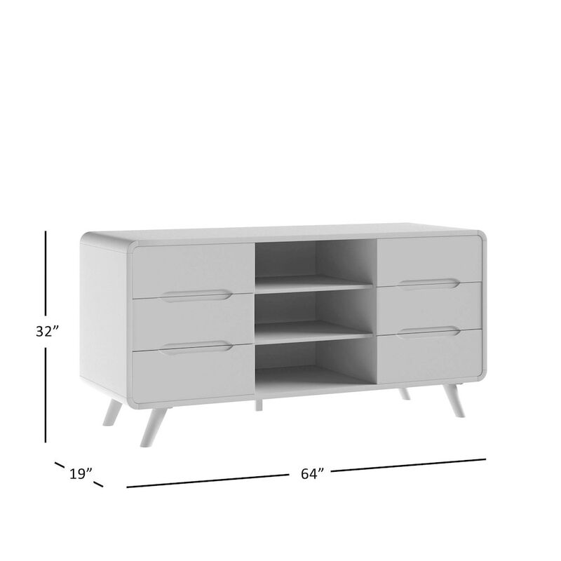 Jofran Mid-Century Modern 64 Curved Media Console TV Stand