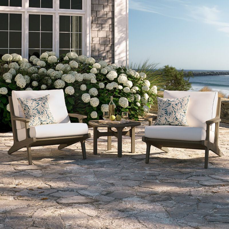 Modway 3-Piece Outdoor Patio Teak Wood Furniture Set with Lounge Chairs and Side Table