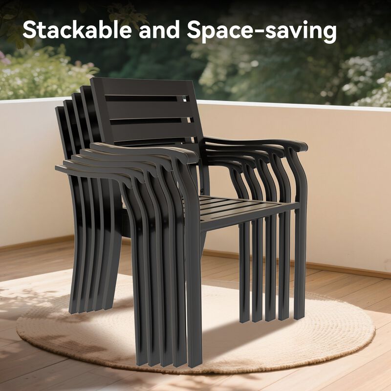 2 Pieces lron Terrace Outdoor Dining Chairs, Bistro Metal Chairs, All-Weather Outdoor Metal Dining Chairs image number 2