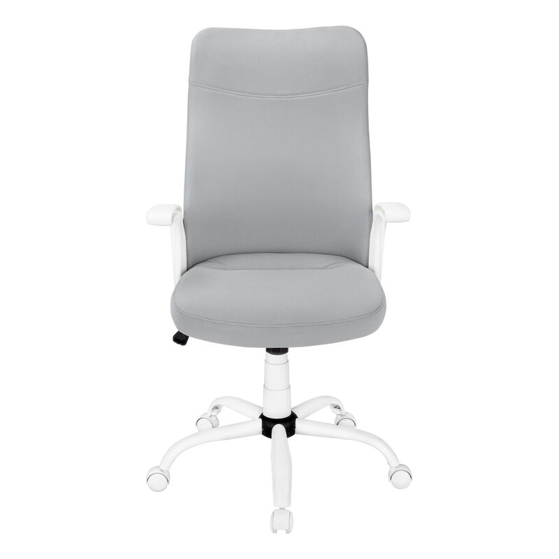 Monarch Specialties I 7324 Office Chair, Adjustable Height, Swivel, Ergonomic, Armrests, Computer Desk, Work, Metal, Mesh, White, Grey, Contemporary, Modern