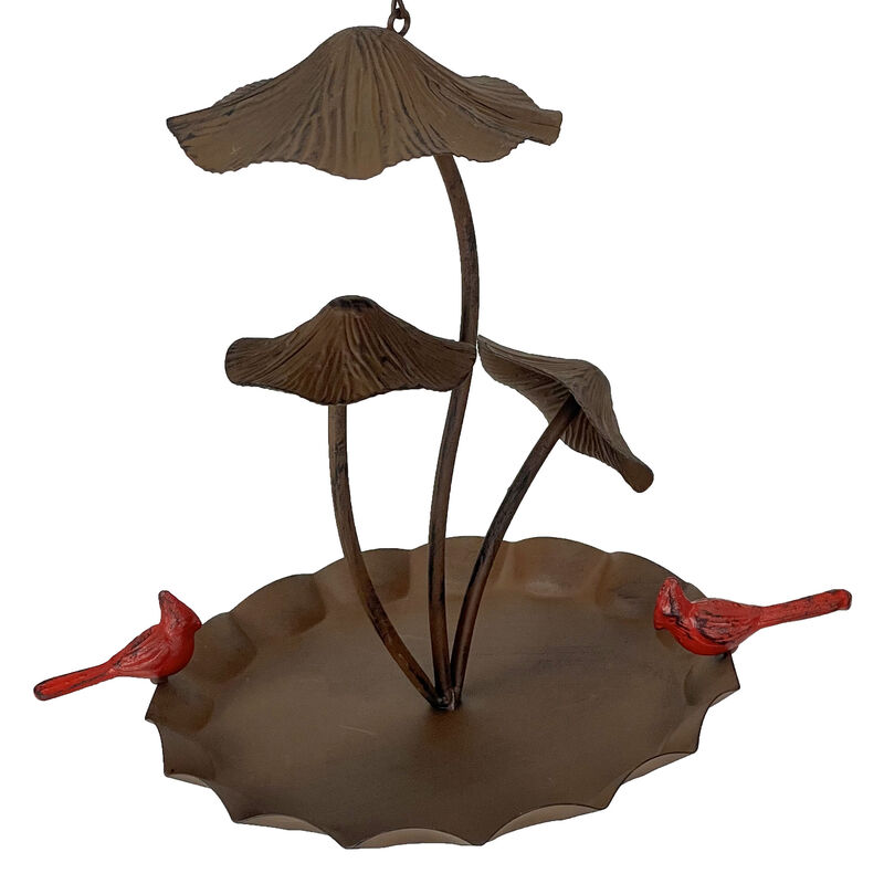 Rustic Brown Triple Mushroom Bird Feeder &ndash; Pie Plate Tray, Farmhouse Decor image number 0