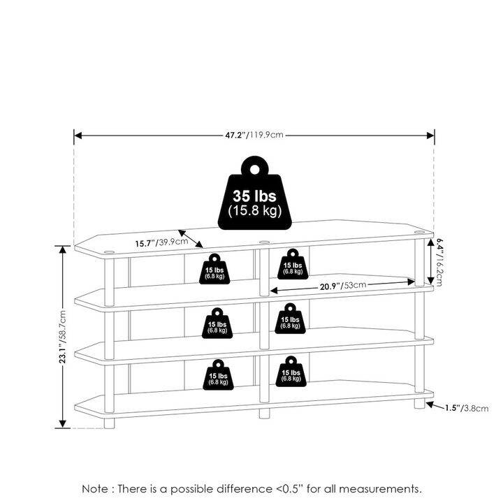 Econ Easy Assembly 4-Tier Corner TV Stand for TV up to 55-Inch, Blackwood/Black