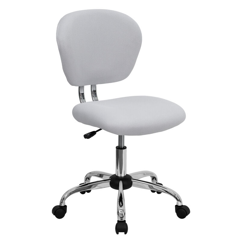 Beverly Mid-Back White Mesh Padded Swivel Task Office Chair with Chrome Base image number 0