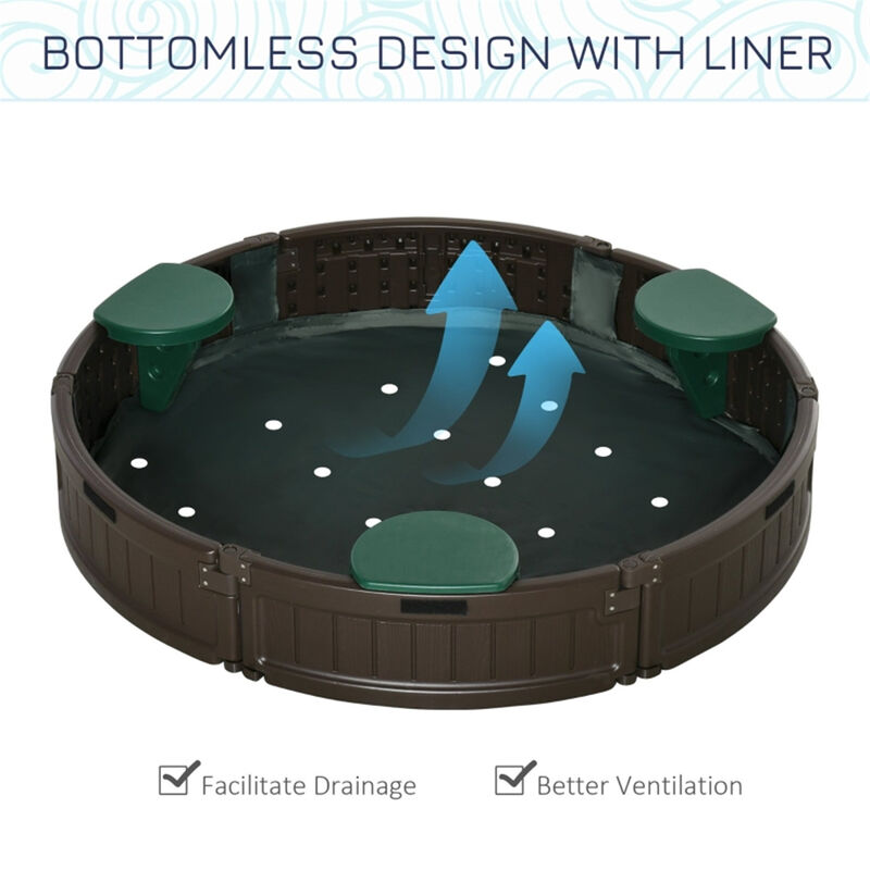 Outdoor Wooden Sandbox with Cover Sand Play Box for Toddlers & Kids' Backyard Fun