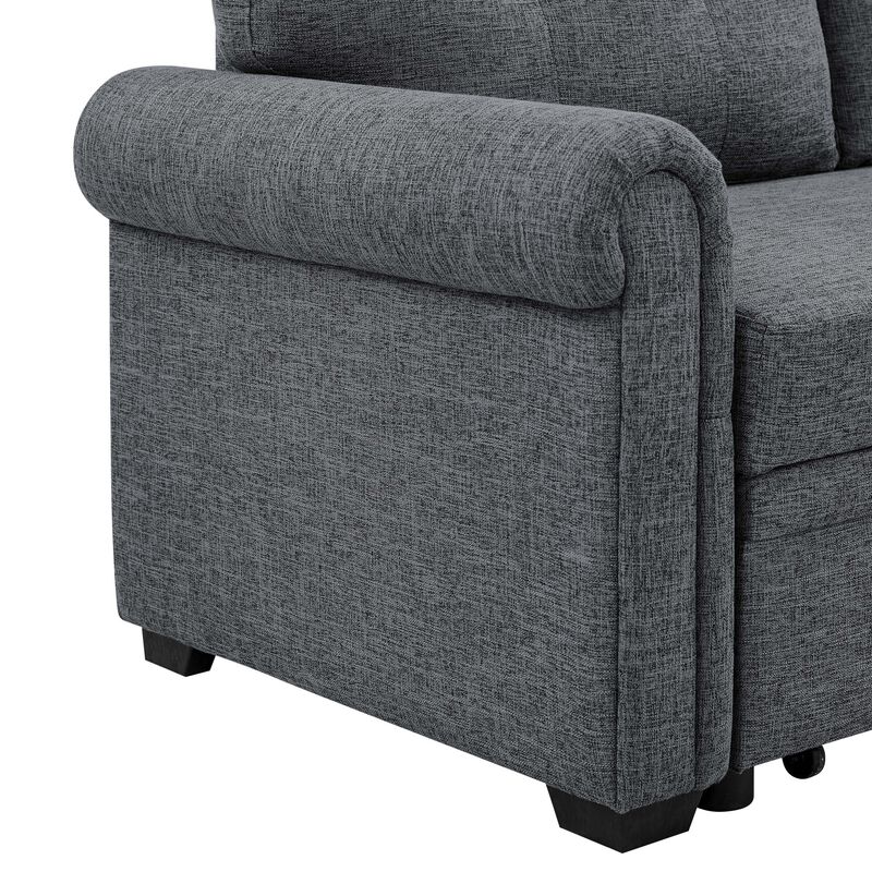 Nalkir 86 Inch Linen Blend Sleeper Sectional Sofa image number 7