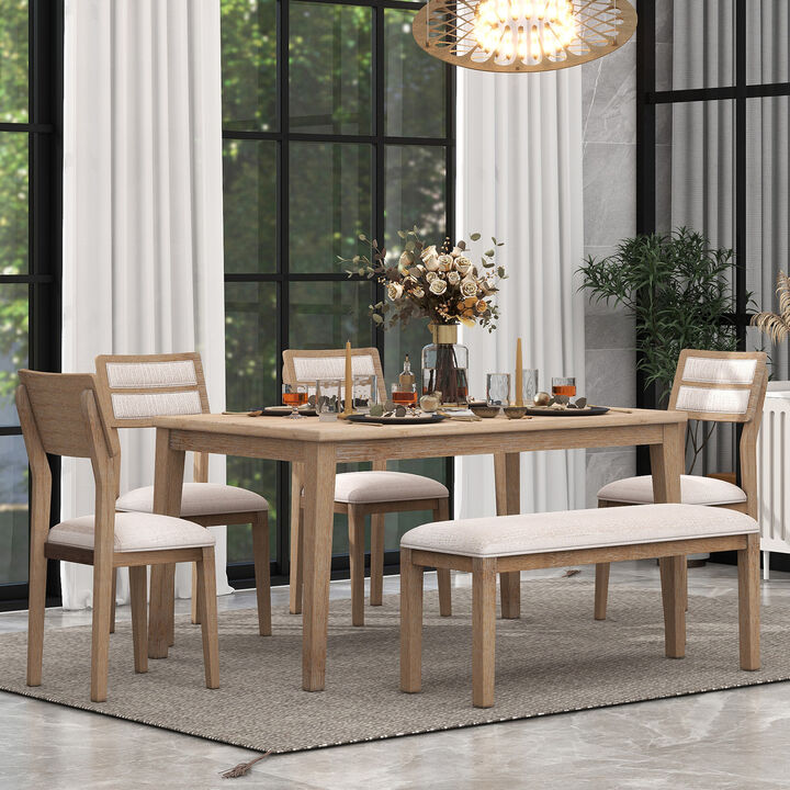 Merax Classic and Traditional Style 6 - Piece Dining Set