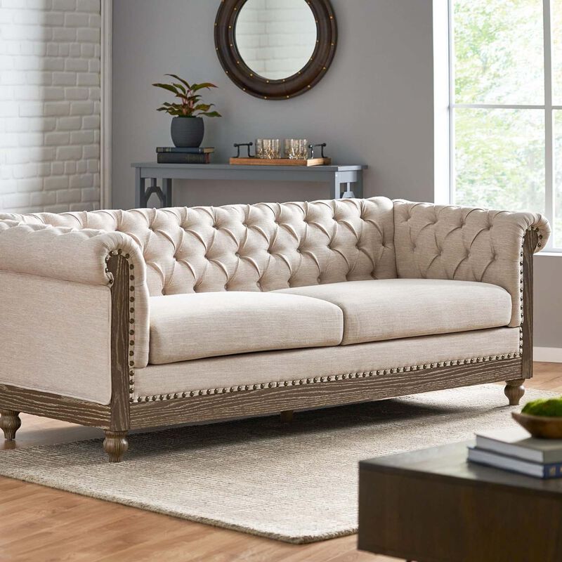 Merax Mirod Comfy 3-Seat Sofa with Wooden Legs, Retro Style for Living Room and Study Sofa image number 5
