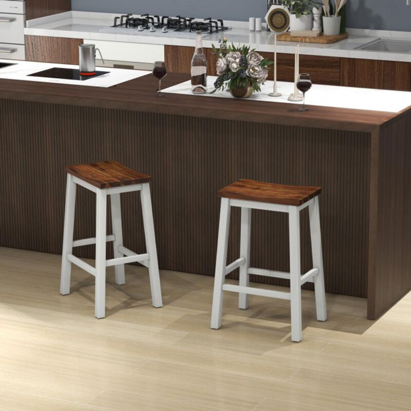 Hivvago Set of 2 Saddle Stools Bar Stools with Footrests for Kitchen Island