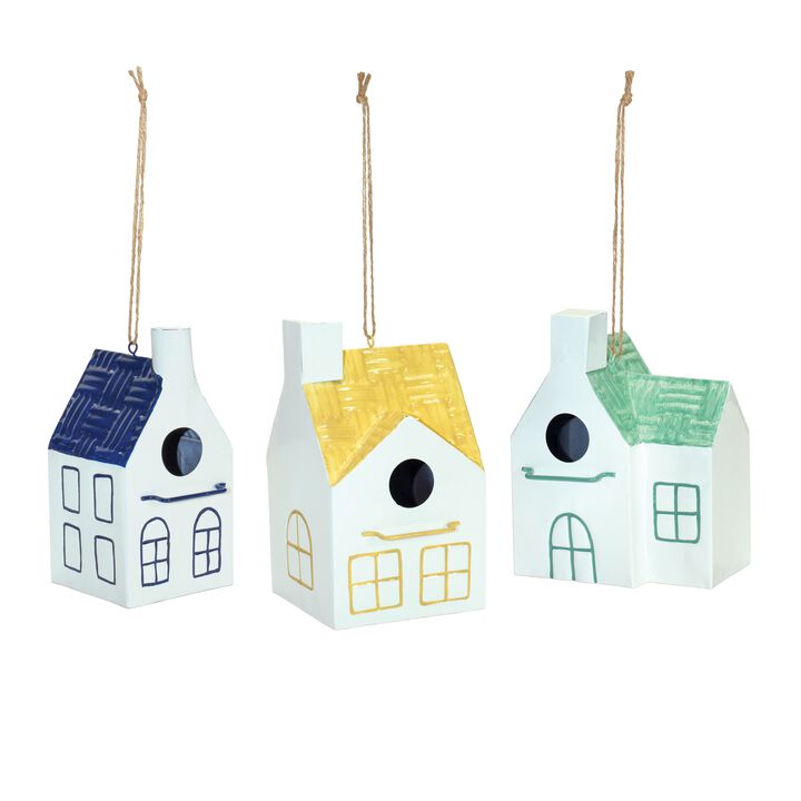 Set of 3 Decorative Bird Houses for Garden, Yard, and Outdoor Birdwatching Décor