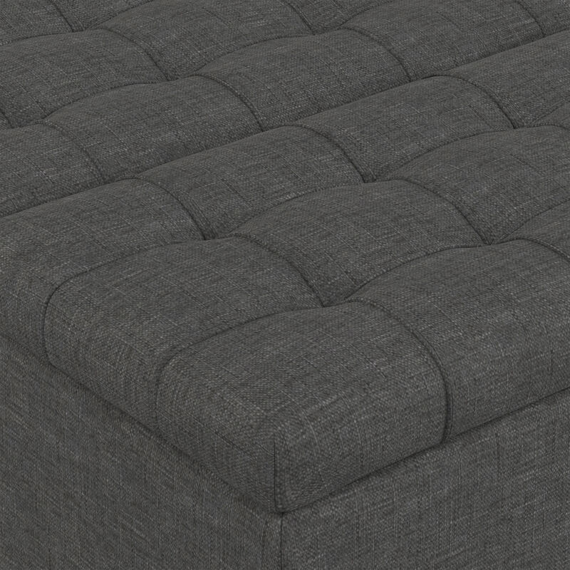 Harrison 30 inch Wide Transitional Square Small Coffee Table Storage Ottoman in Slate Grey , Assembled image number 4