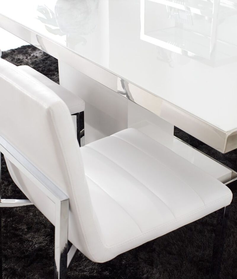 Amalfi Metal Back Chair in White Leather - Set of 2 image number 3