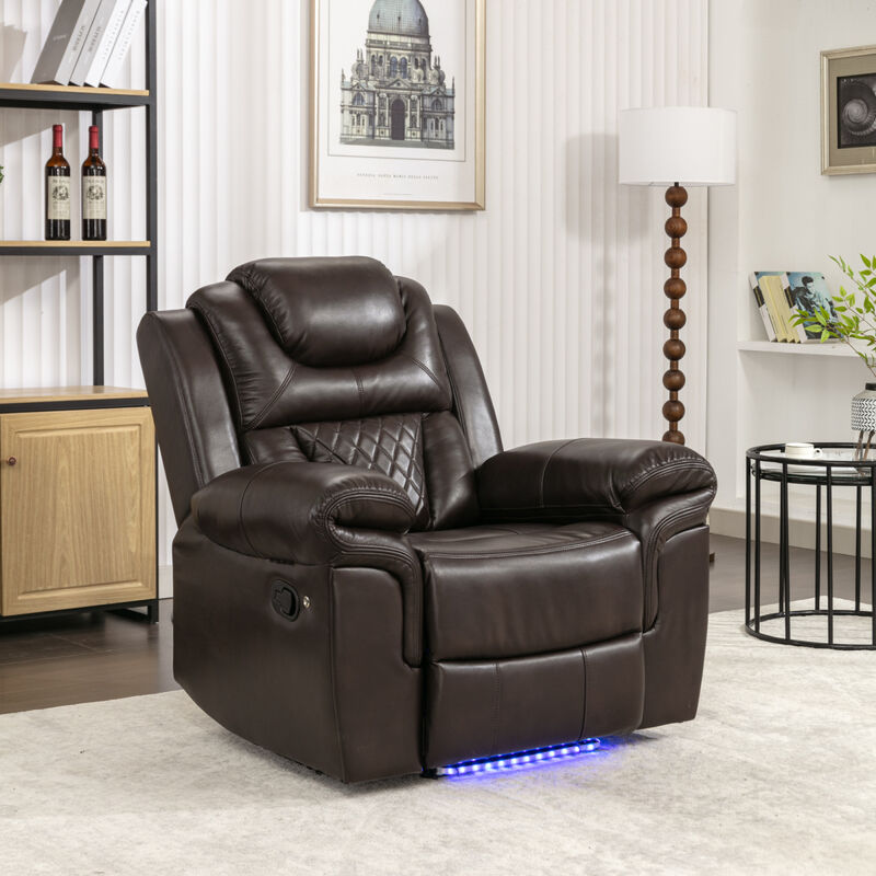 Streamdale Manual Recliner Chair with LED Lights for Home Theater