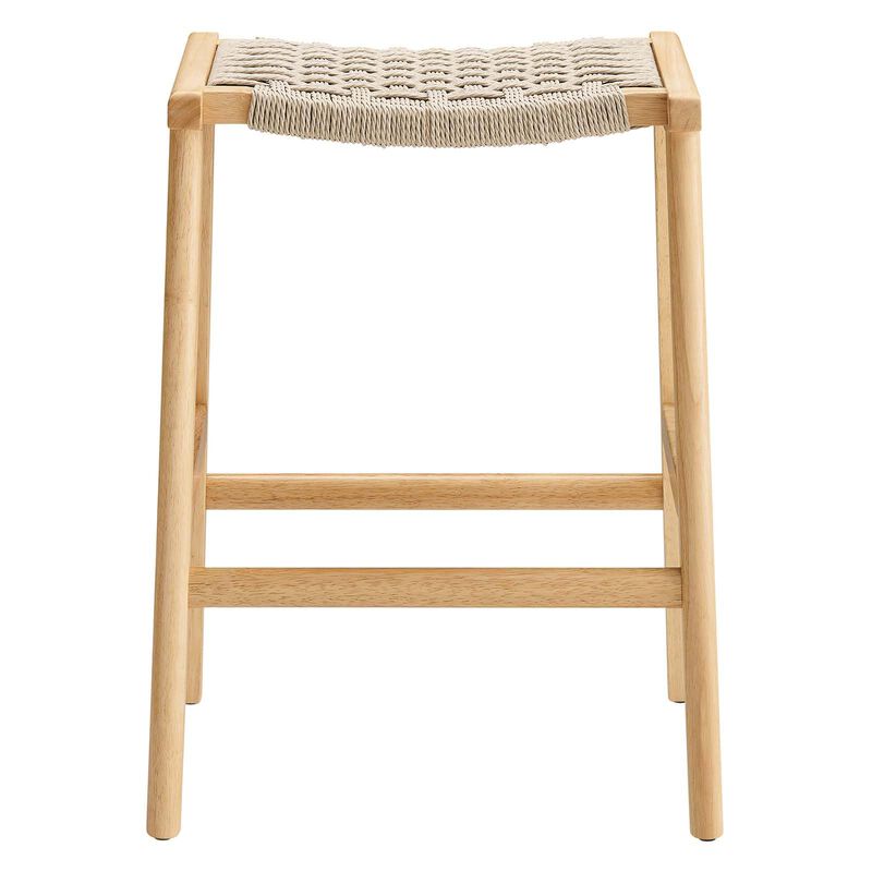 Modway Saoirse Woven Rope Wood Counter Stool - Set of 2 in Natural Natural image number 5