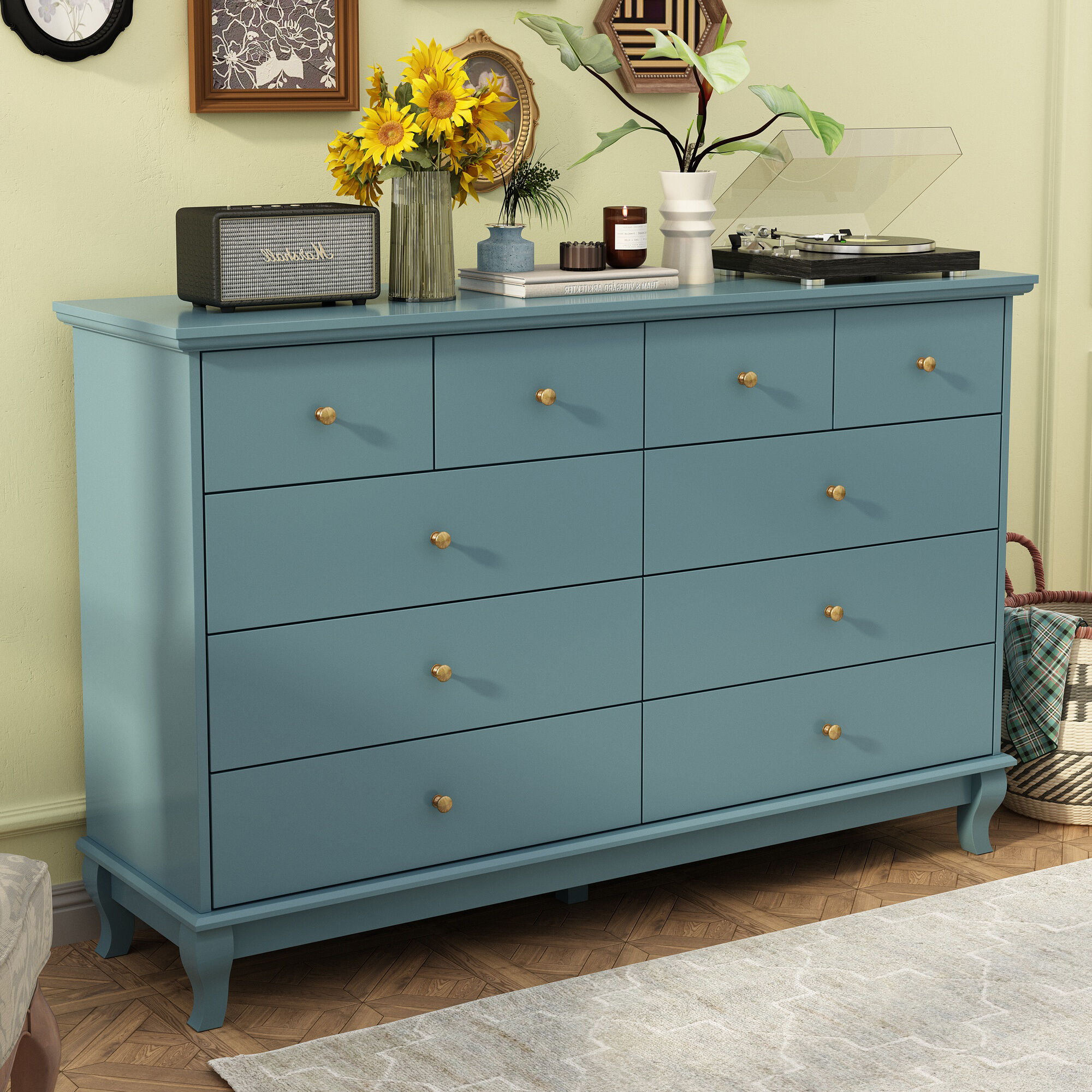 ★ももきち★drawer フリンジ　ライトブルー　サイズ2 未使用 Moasis 6 Drawer Mid Century Modern 59