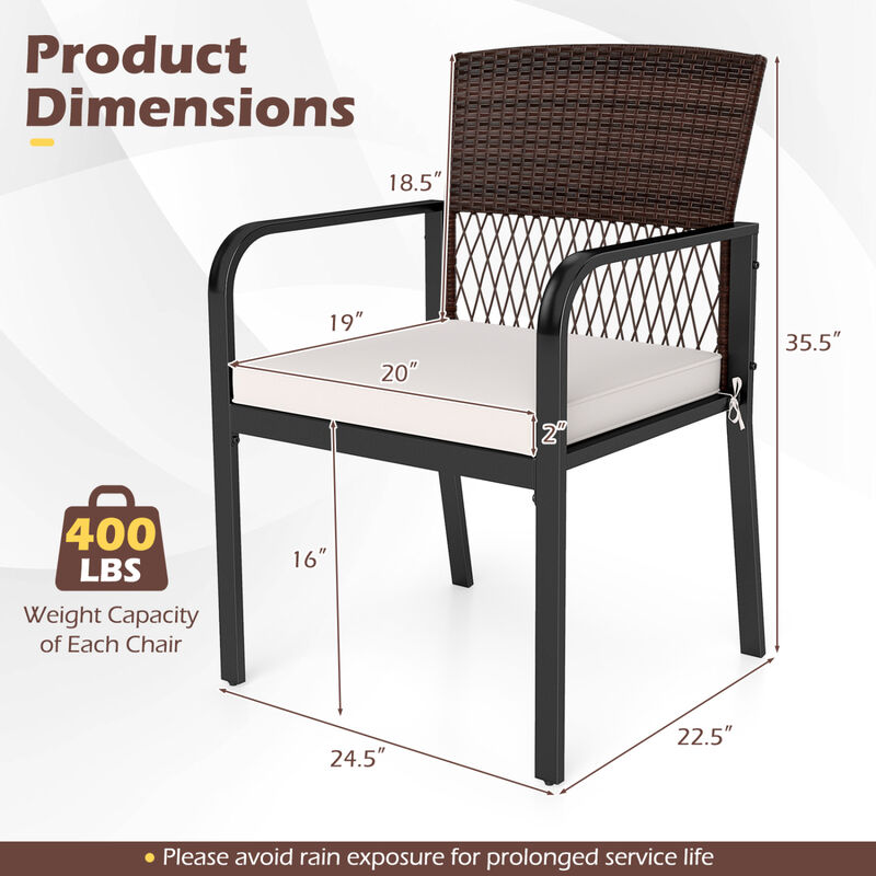 Set of 4 Outdoor Patio Dining Chairs with Cushions and Leveling Feet image number 3