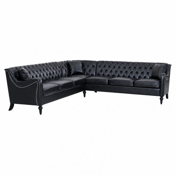 Welknu PU Leather L‑Shaped Sectional Sofa