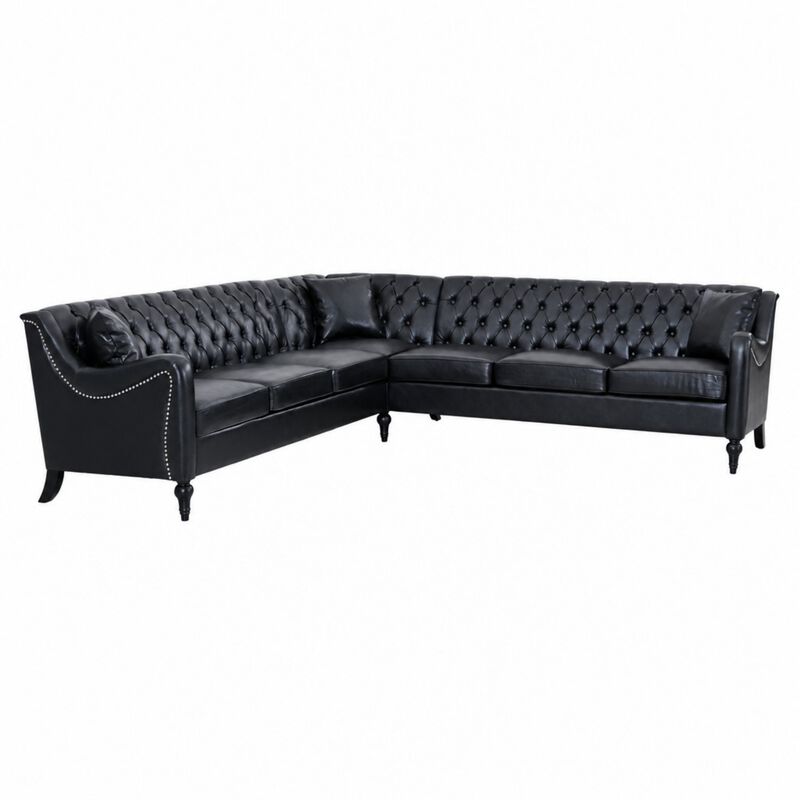 Welknu PU Leather L‑Shaped Sectional Sofa image number 0