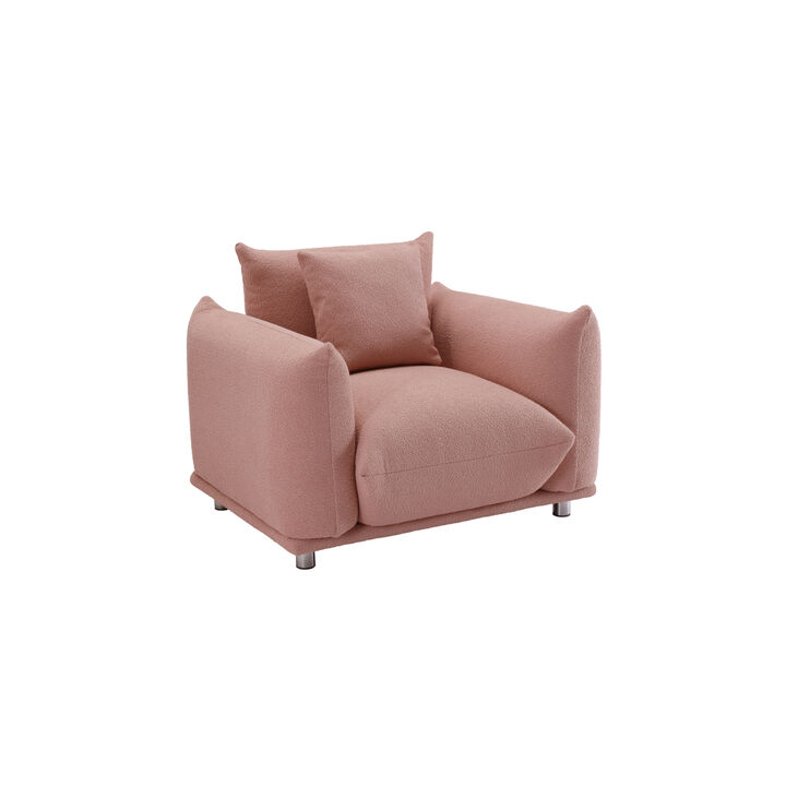 Sherpa Accent Chair Single Sofa 42"W Accent Chair for Bedroom Living room Apartment, PINK