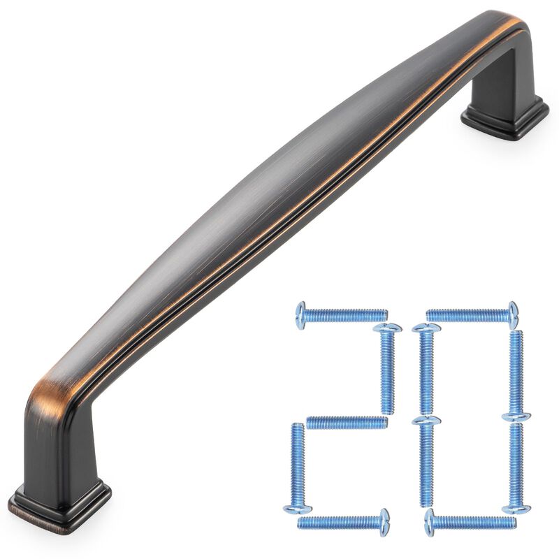 KOOFIZO 20-Pack Square Foot Cabinet Arch Pull - Oil Rubbed Bronze Furniture Handle, 5 Inch/128mm Screw Spacing for Kitchen Cupbo