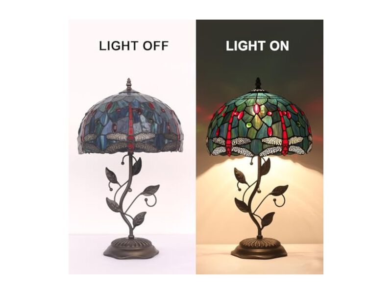Tiffany Style Stained Glass Dragonfly Table Lamp For Living Room Bedroom image number 2