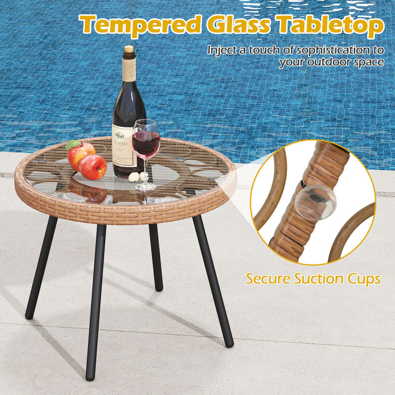 Outdoor 3 Piece Bistro Set with Heavy Duty Metal Frame for Patio-Beige image number 6