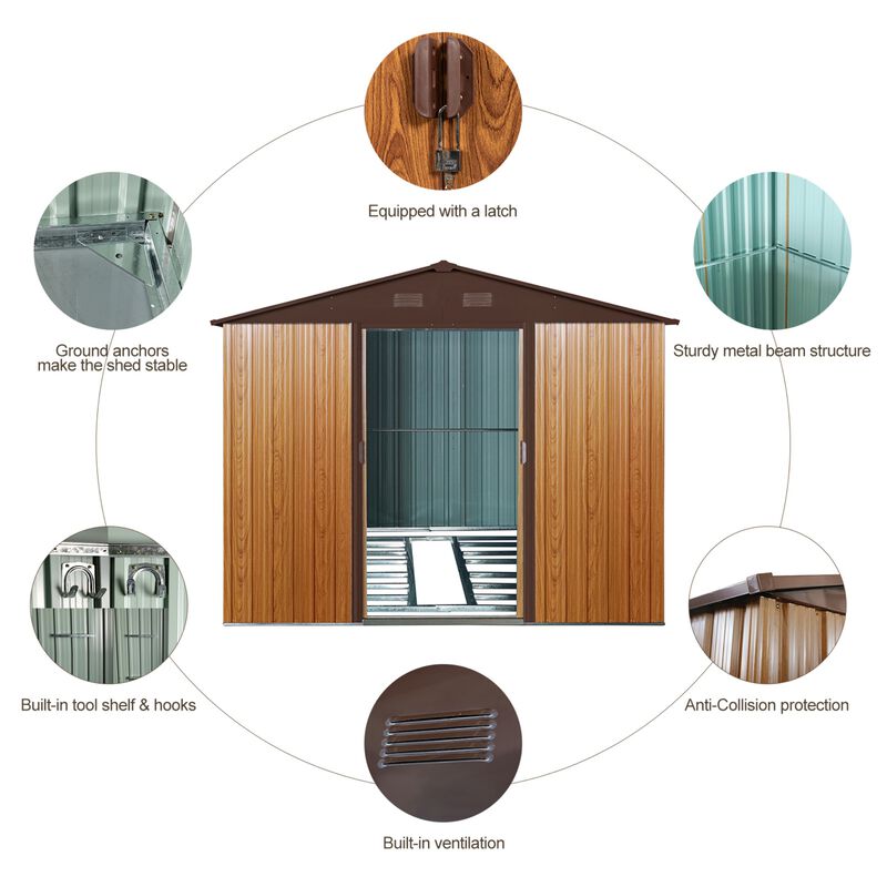 8ft x 10ft Outdoor Metal Storage Shed with Metal Foundation image number 4