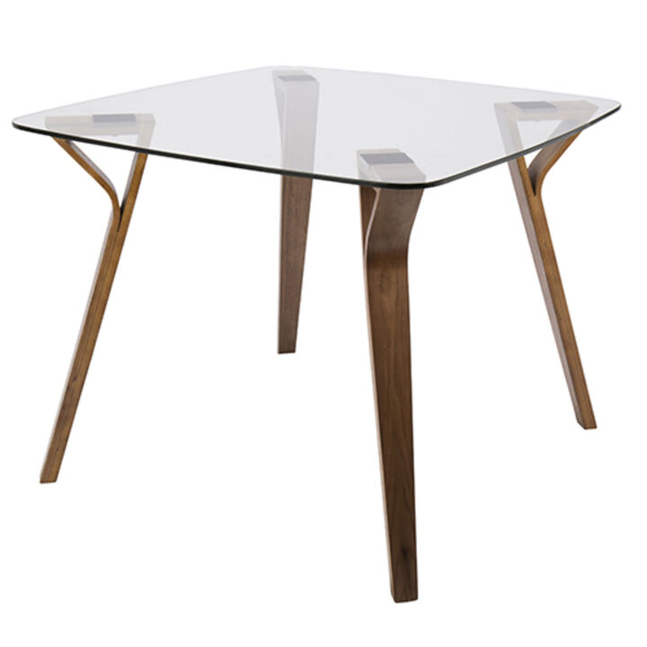 Lumisource Home Indoor Folia MidinCentury Modern Dinette Table in Walnut and Glass