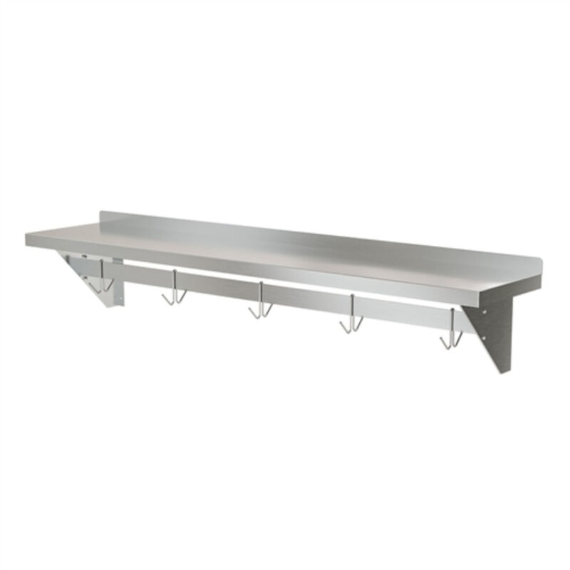 Stainless Steel Wall Shelf with Pot Rack - Heavy Duty Design