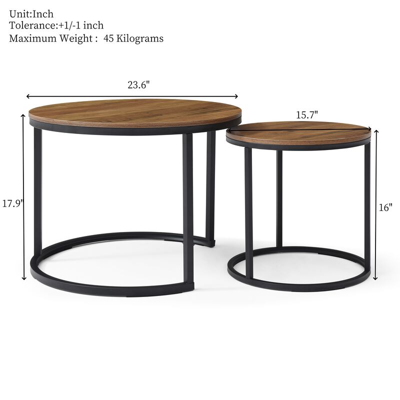 GOODSILO Set of 2 Nesting Coffee Tables Flexible Separable Combined Design for Living Room Bedroom Apartment Small Space Use as Side Table Nightstand Display Shelf image number 1