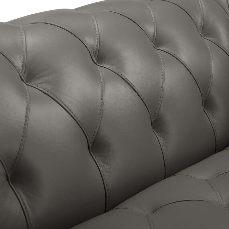 Idyll Tufted Button Upholstered Leather Chesterfield Loveseat image number 7