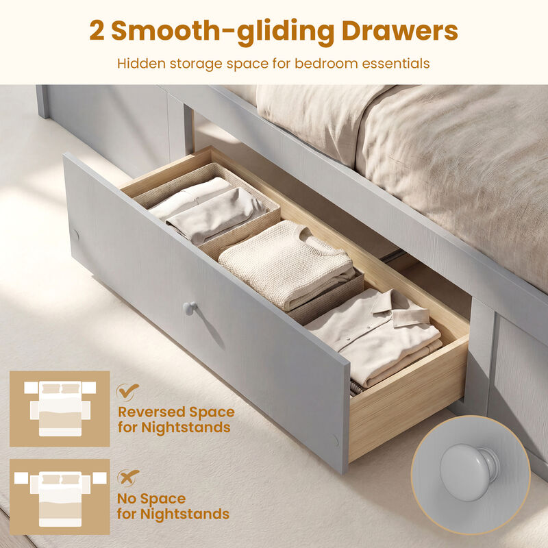 Woven Rattan Bed Frame with Drawer Storage for Modern Bedroom image number 4