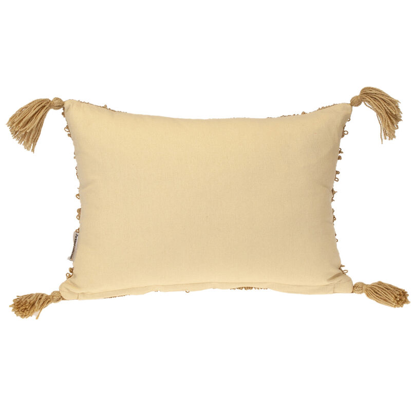 HomeRoots 14" X 20" Beige Striped Cotton Throw Pillow With Tassels image number 2