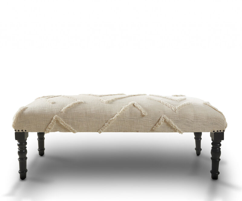 Fashionable Upholstered Bench &ndash; Decorative Abstract Fabric with Wood Support
