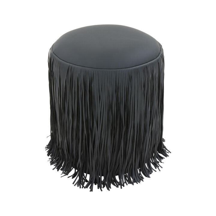 Shag Me Ivory Performance Vegan Leather Ottoman