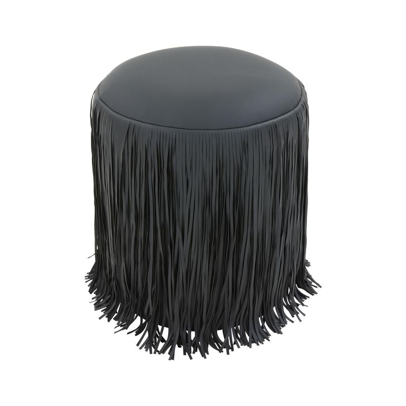 Shag Me Ivory Performance Vegan Leather Ottoman image number 1