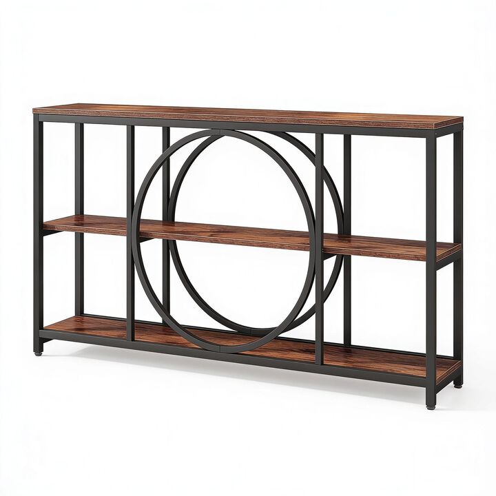 Tribesigns Rustic 3-Tier Wood Console Table with Storage Shelves