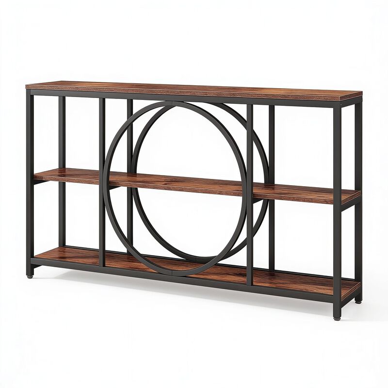 Tribesigns Rustic 3-Tier Wood Console Table with Storage Shelves image number 0