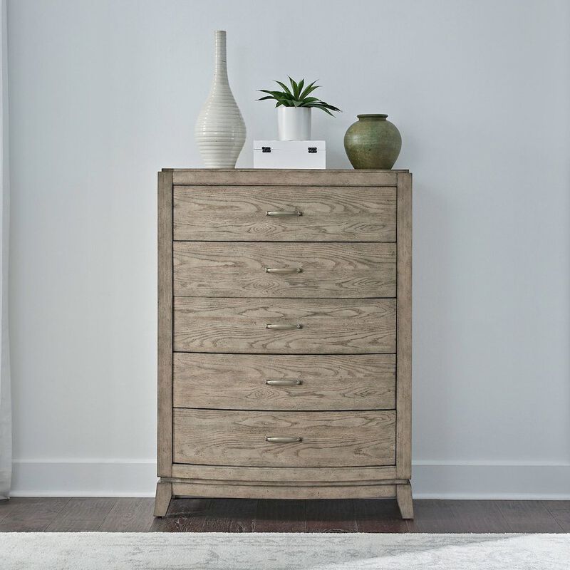 Liberty Furniture Avalon 5 Drawer Chest for Bedroom - Burnished Beige Oak Wood image number 9