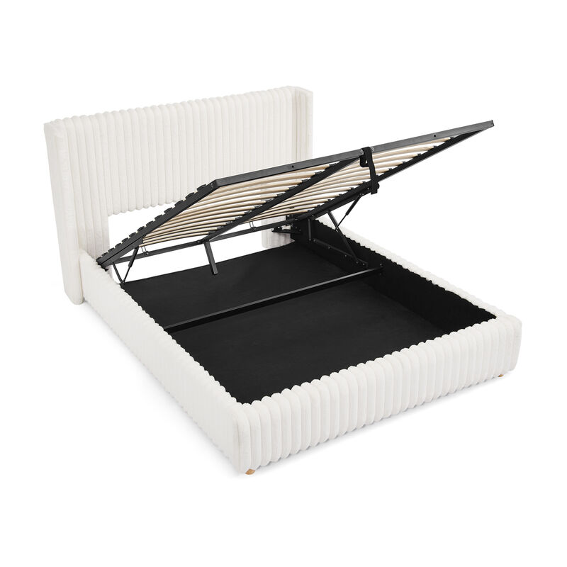 Trible Vertical Striped Upholstered Bed Frame image number 6