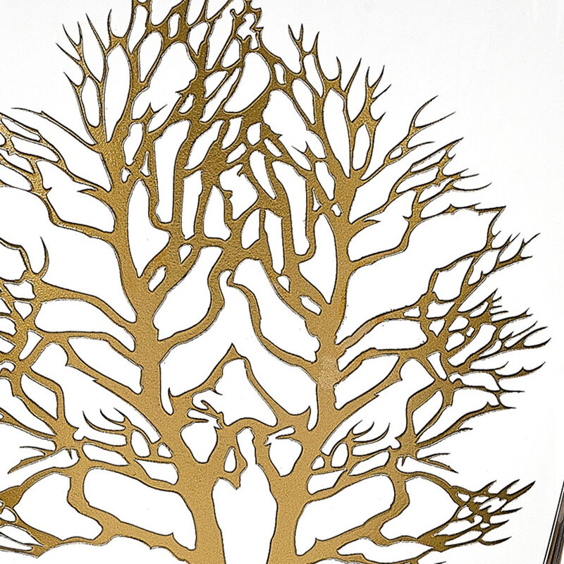 Elegant Mouth Blown Glass Vase with Tree of Life Design for Flowers