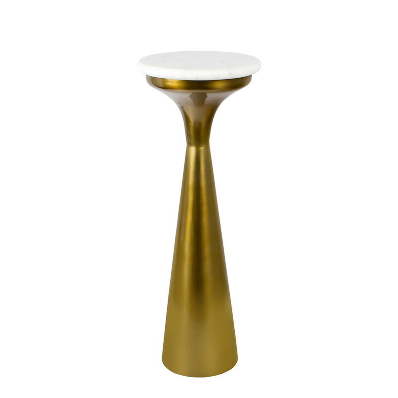 Oliver Mid-Century Glam Retro Metal Drink Table with Marble Top