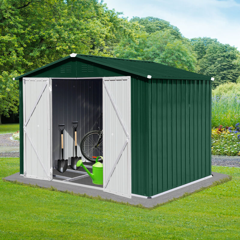 Metal garden sheds 6ftx8ft outdoor storage sheds Green+White