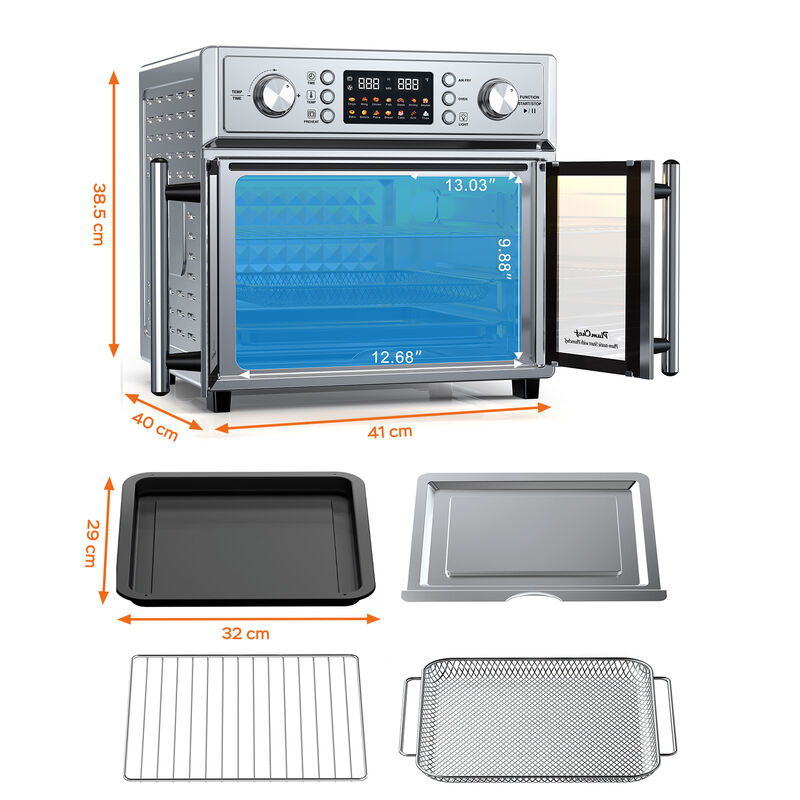 26QT French Double-Door Air Fryer Convection Toaster Oven, 7-in-1 Multi-Function Stainless Steel Toaster Oven image number 9