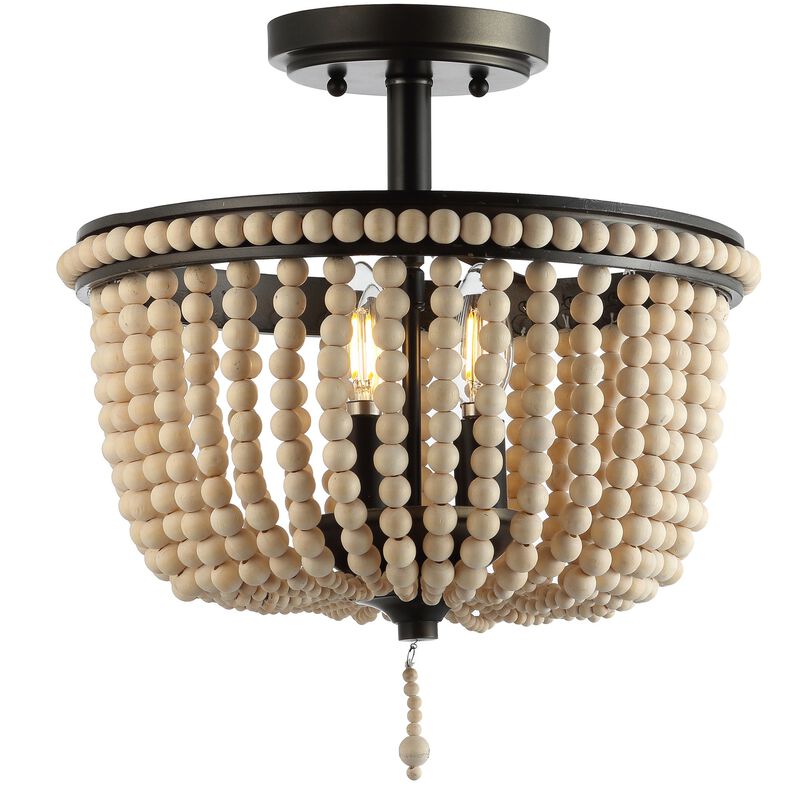 Allie Wood Beaded/Metal LED Flush Mount