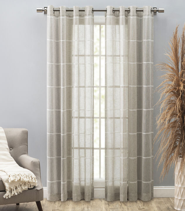 Ricardo® Horizon Stripe Textured Semi-Sheer Grommet Curtain Panel