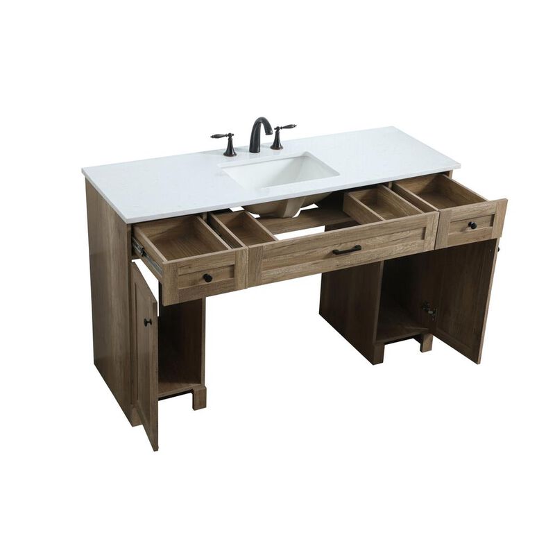 Elegant Kitchen and Bath 54 Inch ADA Compliant Bathroom Vanity In Natural Oak