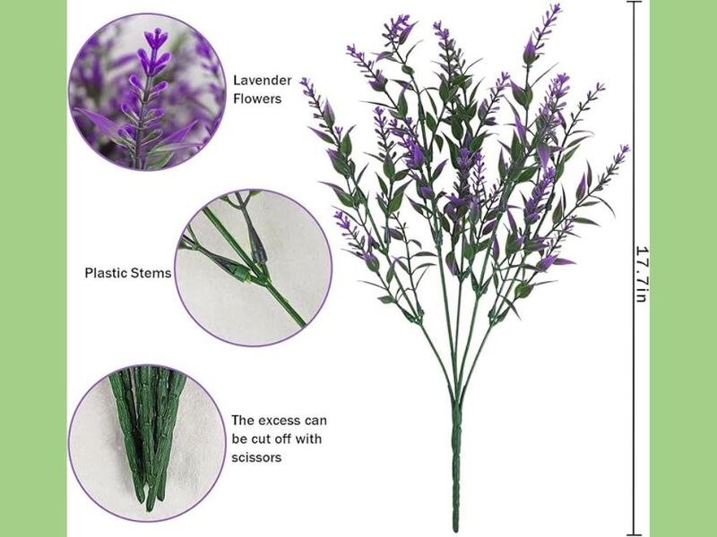42 Piece Lavender Artificial Hanging Flowers UV Resistant Outdoor Window Box image number 2