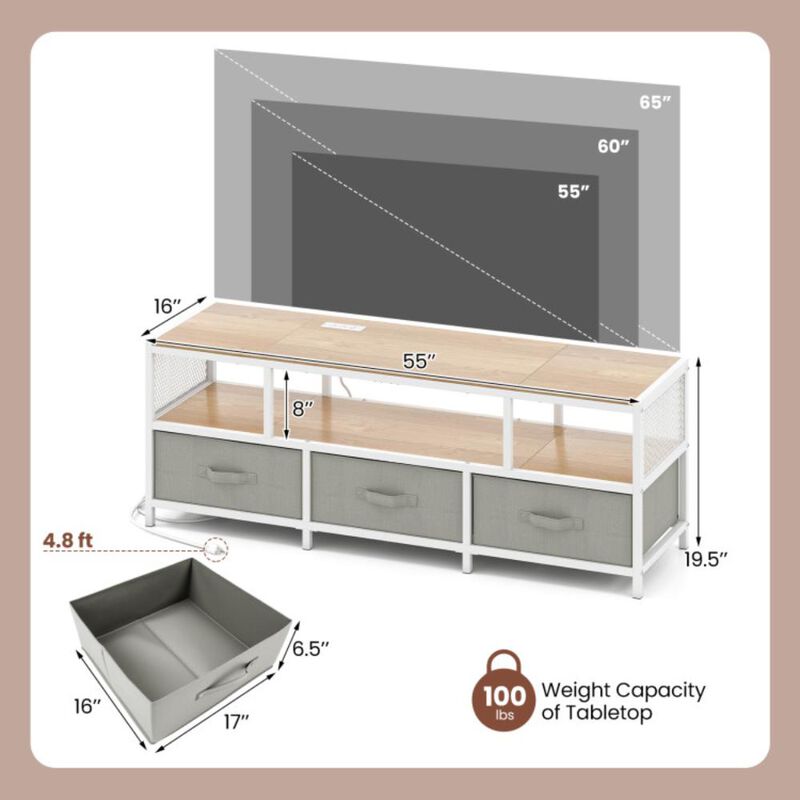 Hivvago TV Stand for TVs up to 65 Inches with Power Outlets USB Charging