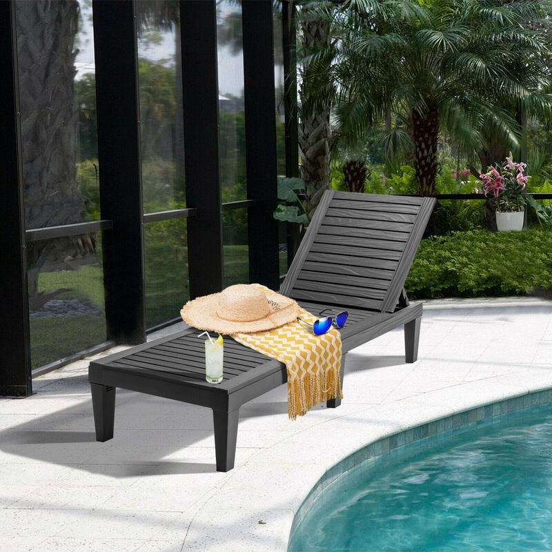 Set of 2 Patio Chaise Lounge Chairs with 5-Level Adjustable Backrest image number 5